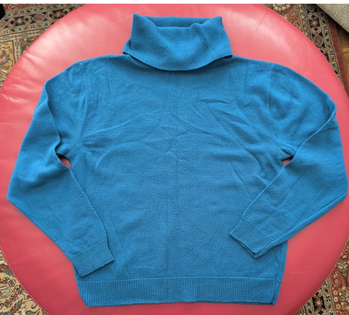 Pendleton Blue 100% Virgin Wool Turtleneck Sweater Vintage 80s Usa Size L Womens